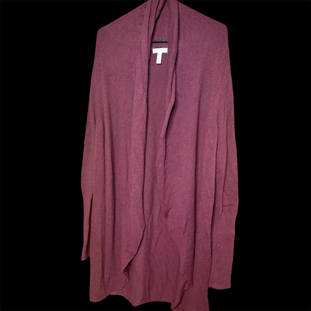 Leith Burgundy Open Sweater Duster